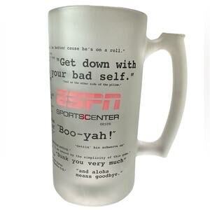 ESPN Sportscenter Frosted Glass Mug Quotes Collectible Stuart Scott